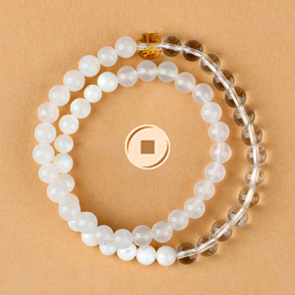 Buddhist Blessing Five Elements Various Agate Crystal Chalcedony White Crystal White Agate Luck Bracelet