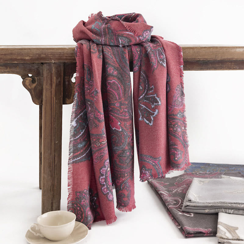 Buddhist Blessing Tibetan Paisley Prints Shawl Fall Winter Soft Warm Scarf Wrap