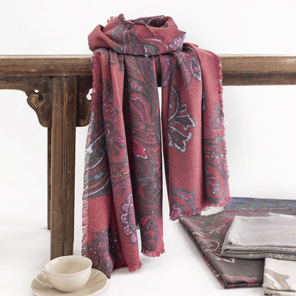 Buddhist Blessing Tibetan Paisley Prints Shawl Fall Winter Soft Warm Scarf Wrap