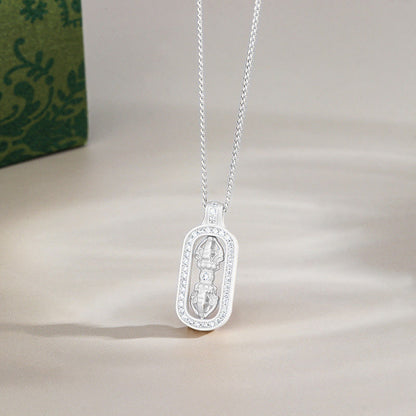 Buddhist Blessing 925 Sterling Silver Mini PiXiu Dorje Vajra Wealth Necklace Pendant