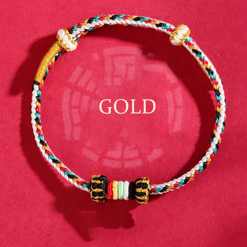 Buddhist Blessing Five Elements Colorful String Completeness Knot Reef Knot Braid Luck Bracelet