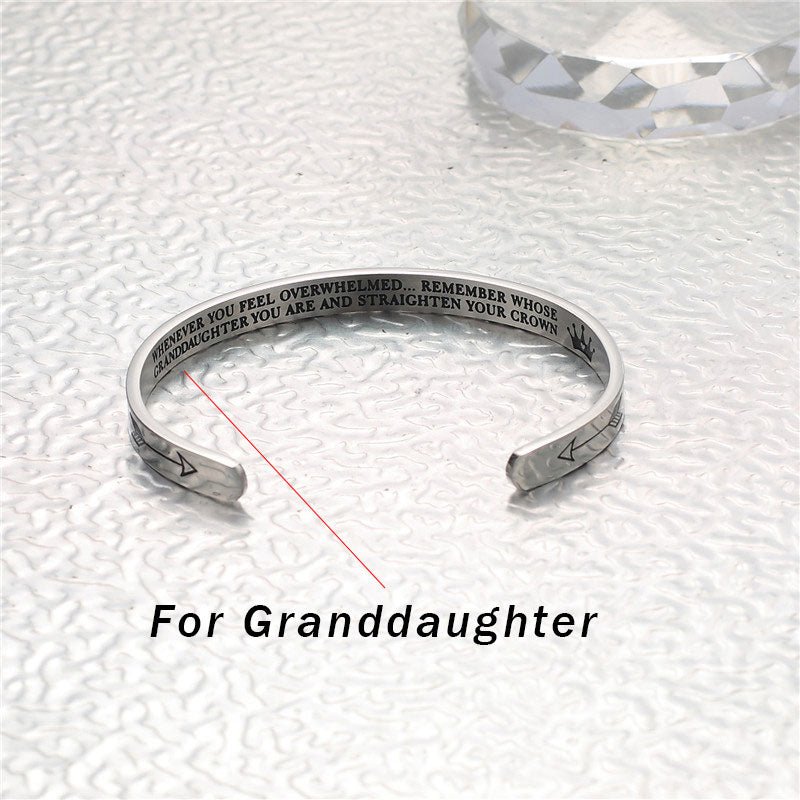 Buddhist Blessing Inspirational Bracelets Personalized Gift for Her Him Engraved Mantra Cuff Bangle Crown Jewelry