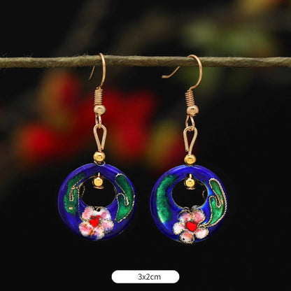 Buddhist Blessing Lotus Butterfly Flower Alloy Copper Enlightenment Drop Earrings
