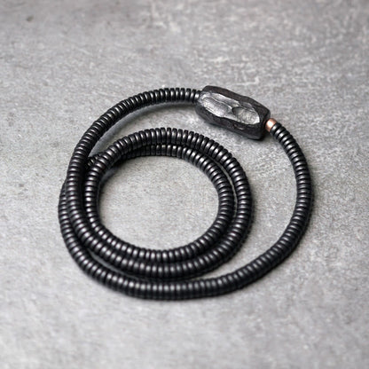 Buddhist Blessing Ebony Wood Copper Brass Balance Triple Wrap Bracelet