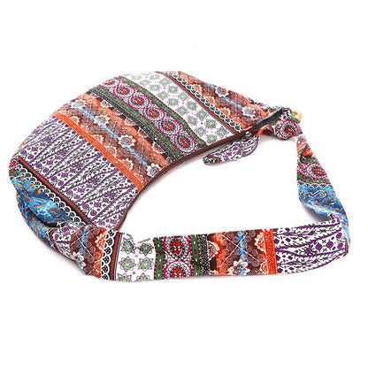 Buddhist Blessing Cotton Stripes Print Crossbody Bag Shoulder Bag