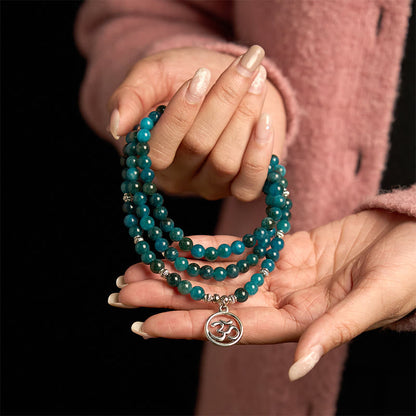 Buddhist Blessing 108 Mala Beads Apatite Bead Om The Tree Of Life Lotus Buddhist Blessing Bracelet