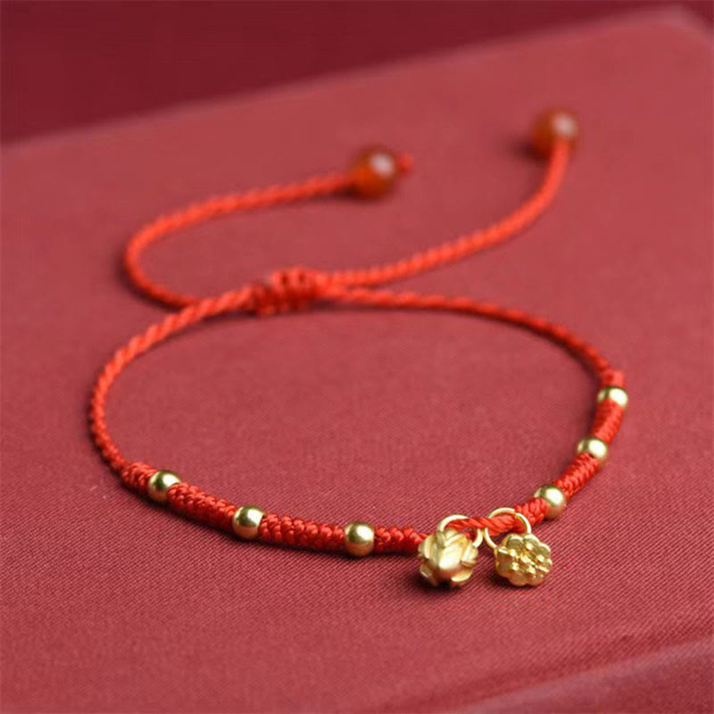 Buddhist Blessing Lotus Pod Charm Luck String Rope Anklet