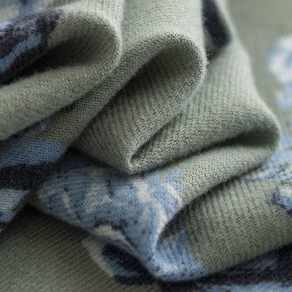 Buddhist Blessing Tibetan Shawl Garden Style Rose Flower Print Fall Winter Soft Warm Scarf Wrap