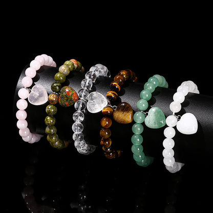 Buddhist Blessing Various Crystal Green Aventurine Love Heart Balance Bracelet