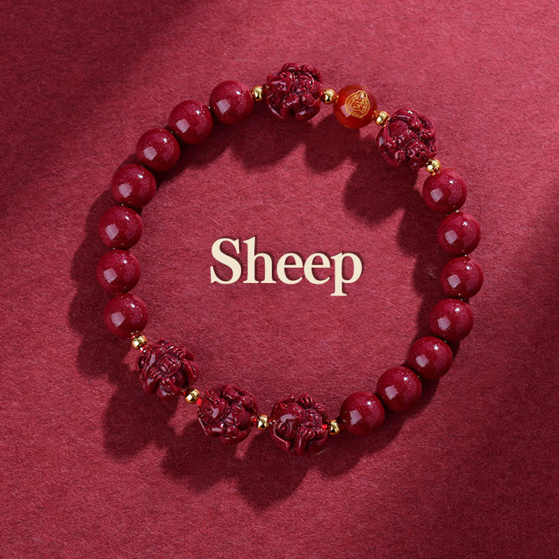 Buddhist Blessing Chinese Zodiac Cinnabar Keep Away Evil Spirits Blessing Bracelet