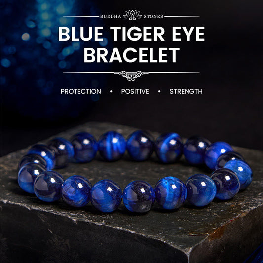 Buddhist Blessing Blue Tiger Eye Protection Bracelet