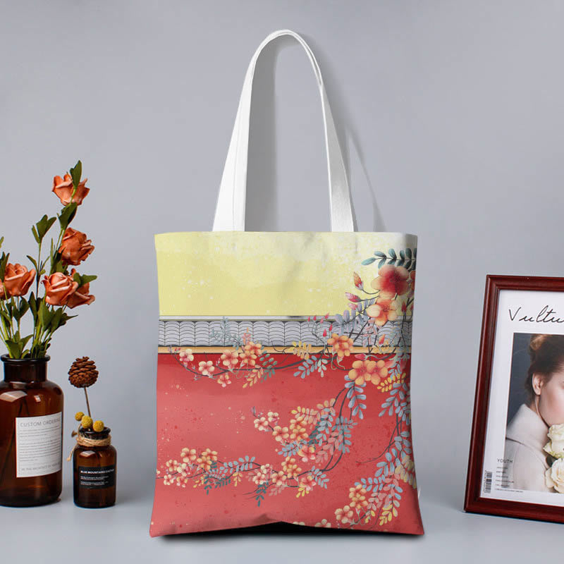 Buddhist Blessing Canvas Colourful Shoulder Bag