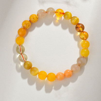 Buddhist Blessing Five Elements Various Agate Crystal Rutilated Quartz Tiger Eye Yellow Agate Citrine Luck Bracelet