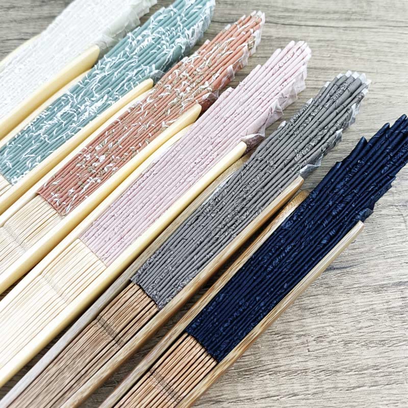 Buddhist Blessing Retro Large Flower Embroidery Shell Shape Tassels Handheld Bamboo Folding Fan