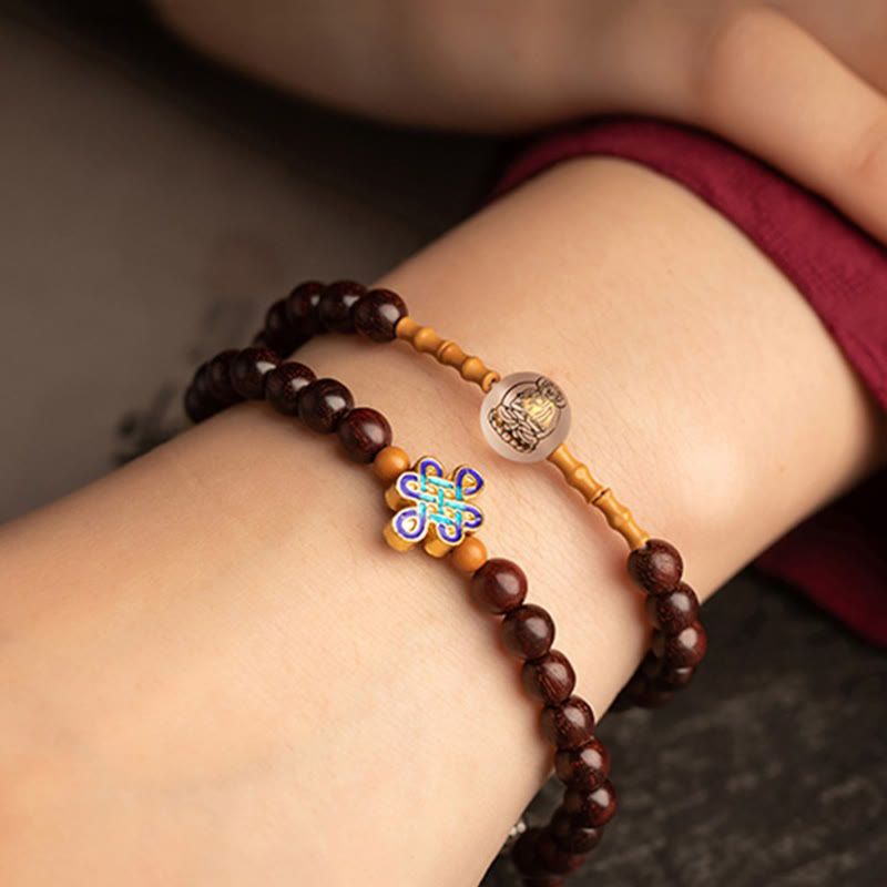 Buddhist Blessing Chinese Zodiac Natal Buddha Red Agate Small Leaf Red Sandalwood Cinnabar Amulet Blessing Double Wrap Bracelet