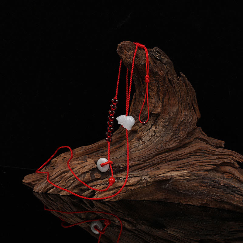Buddhist Blessing Chinese Zodiac Natural Garnet Peace Buckle Blessing Red String Belly Chain