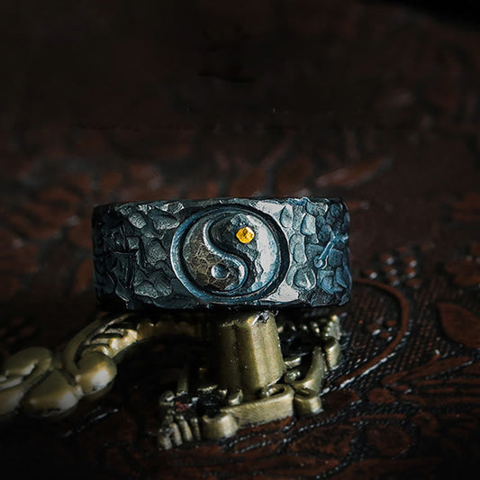 Buddhist Blessing 999 Sterling Silver Yin Yang Balance Ring