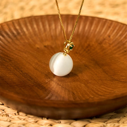 Buddhist Blessing Cat's Eye Round Ball Confidence Necklace Pendant