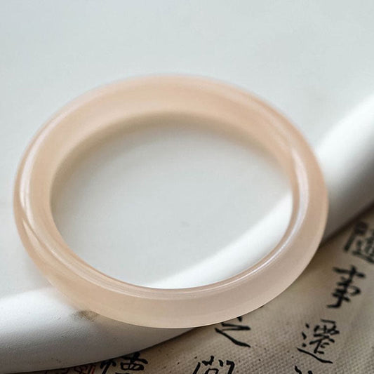 Buddhist Blessing Natural Dusty Rose Pink Jade Self-Love Bracelet Bangle