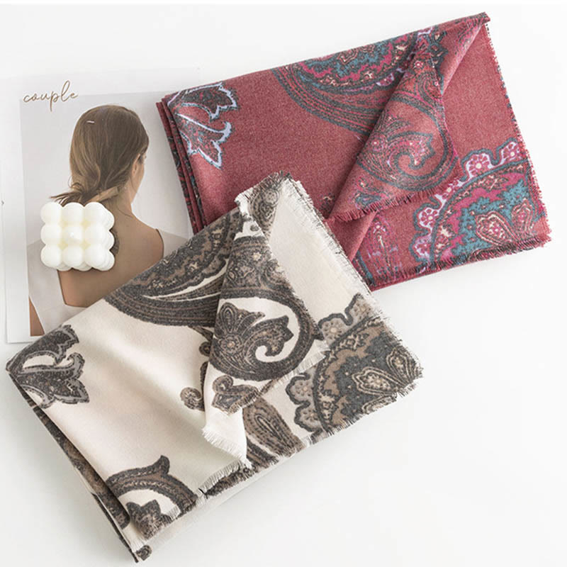 Buddhist Blessing Tibetan Paisley Prints Shawl Fall Winter Soft Warm Scarf Wrap