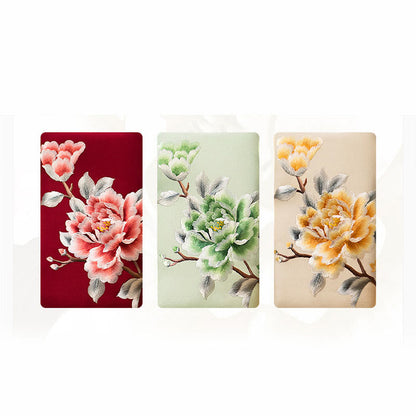 Buddhist Blessing Carnation Peony Begonia Su Embroidery Wedding Shopping Purse Handbag Crossbody Bag