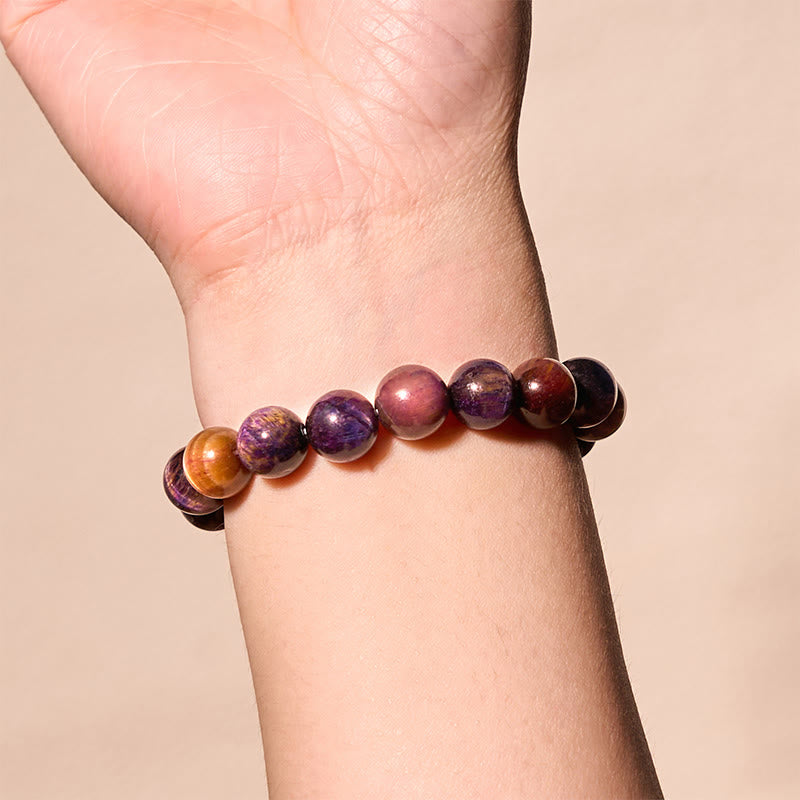 Buddhist Blessing Natural Purple Tiger Eye Protection Strength Bracelet