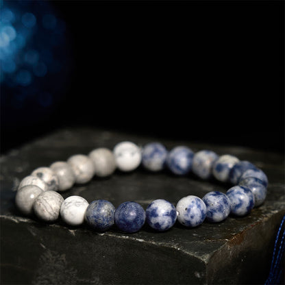 Buddhist Blessing Sodalite Picasso Jasper White Turquoise Intuition Bracelet
