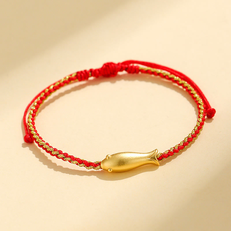 Buddhist Blessing 999 Sterling Silver Lucky Koi Fish Protection Rope Bracelet
