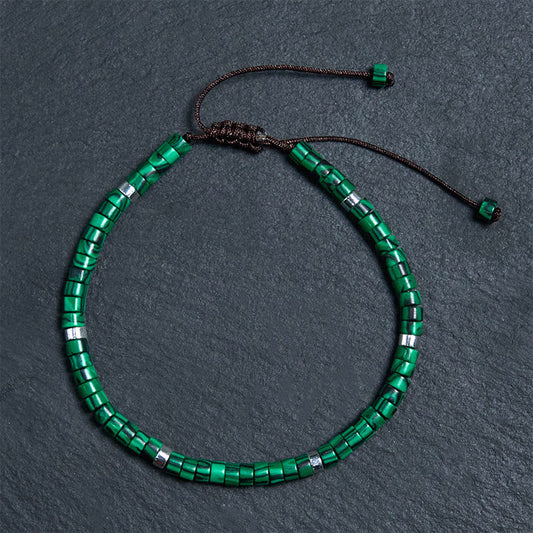 Buddhist Blessing Malachite Anti-Anxiety Spacer Bead Bracelet