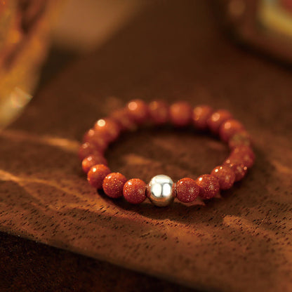 Buddhist Blessing 925 Sterling Silver Crystal Beads White Jade Black Onyx Blessing Elastic Ring