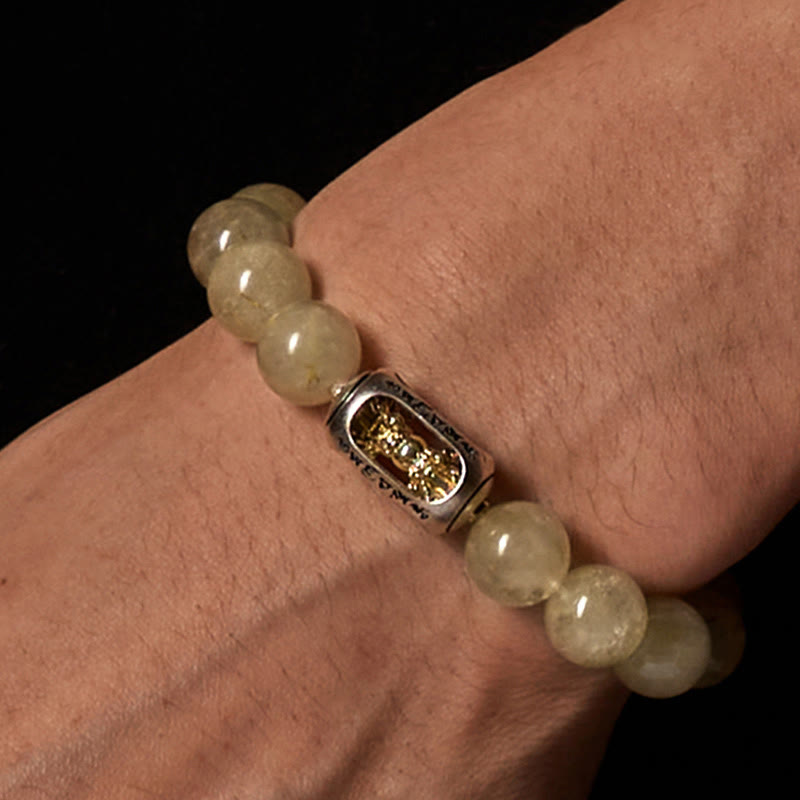 Buddhist Blessing Natural Citrine Om Mani Padme Hum Prosperity Bracelet