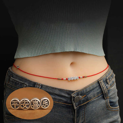 Buddhist Blessing 999 Sterling Silver Blessing Red String Belly Chain