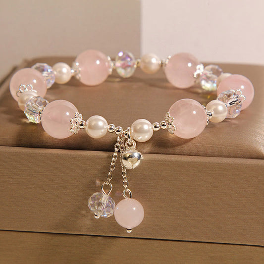 Buddhist Blessing Natural Pink Crystal Pearl Self-acceptance Bracelet