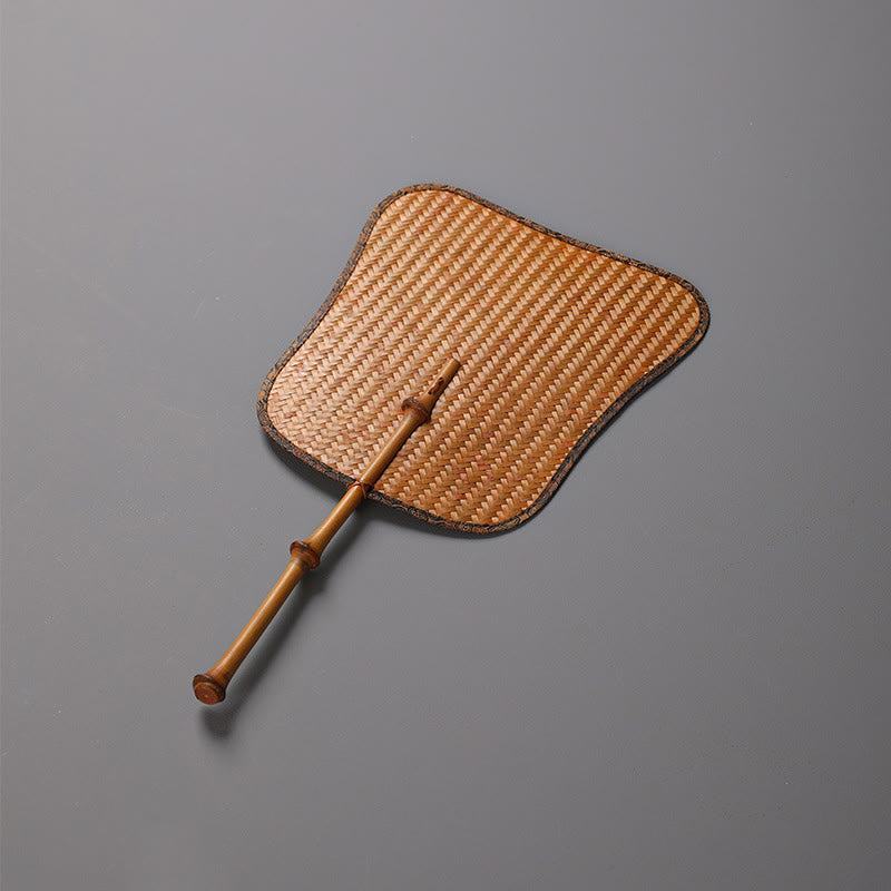 Buddhist Blessing Chinese Style Handmade Bamboo Long Handle Fan