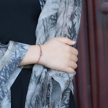 Buddhist Blessing 925 Sterling Silver Peace Buckle Luck String Bracelet