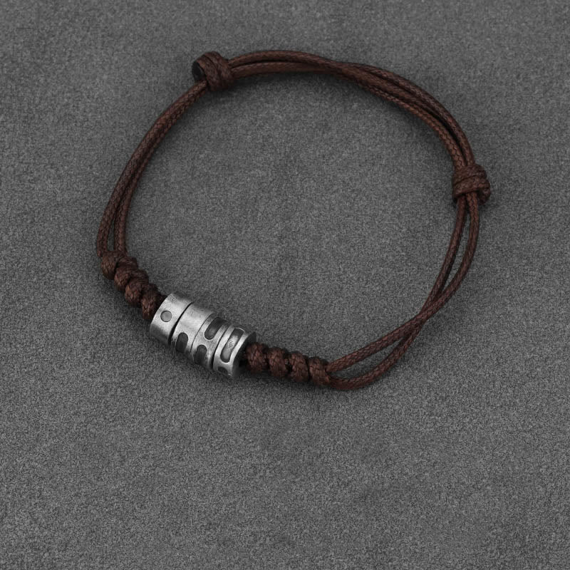 Buddhist Blessing 999 Sterling Silver Morse Code Wax Rope Blessing Bracelet