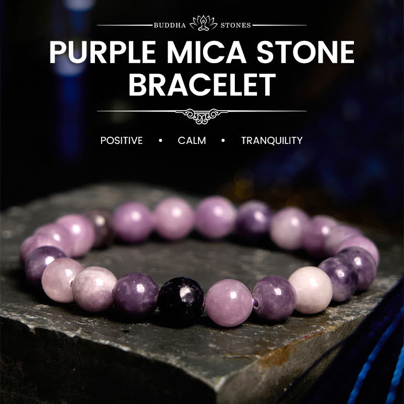 Buddhist Blessing Purple Mica Stone Positive Bracelet
