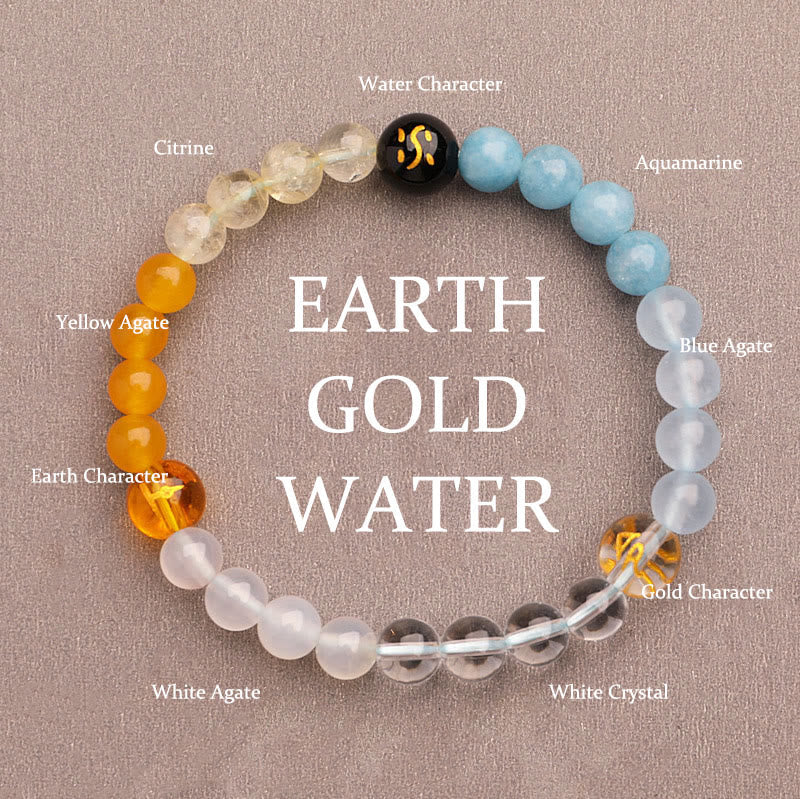 Buddhist Blessing Five Elements Various Agate Crystal Green Strawberry Quartz Sun Stone Wealth Bracelet