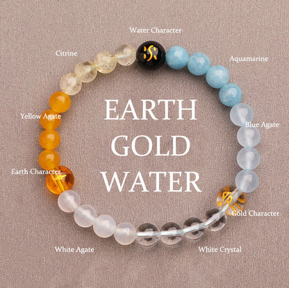 Buddhist Blessing Five Elements Various Agate Crystal Green Strawberry Quartz Sun Stone Wealth Bracelet