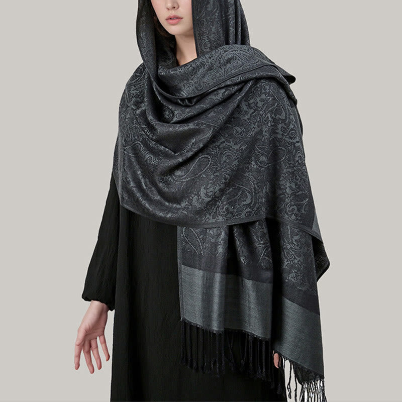 Buddhist Blessing Tibetan Cashew Jacquard Tassels Shawl Spring Fall Winter Warm Cozy Scarf Wrap