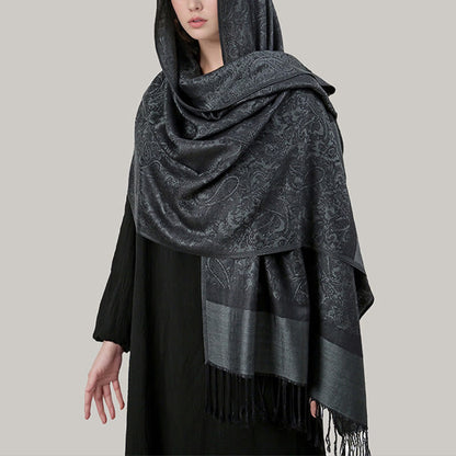 Buddhist Blessing Tibetan Cashew Jacquard Tassels Shawl Spring Fall Winter Warm Cozy Scarf Wrap