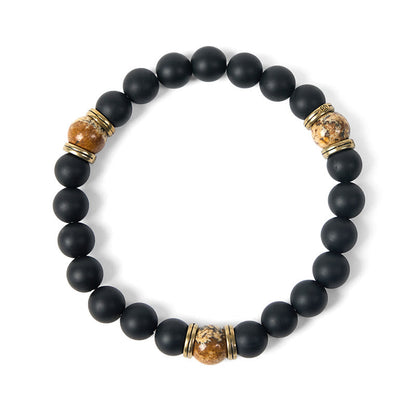 Buddhist Blessing Natural Frosted Black Onyx Picture Jasper Fortune Bracelet