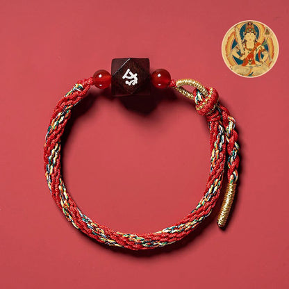 Buddhist Blessing Chinese Zodiac Natal Buddha Small Leaf Red Sandalwood Red String Protection Bracelet