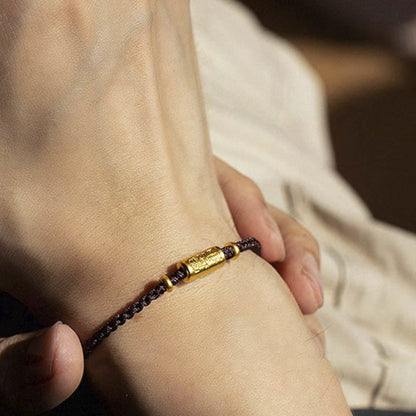 Buddhist Blessing 999 Gold Good Luck Amulet Carved Design Handmade Strength Braided Rope Bracelet