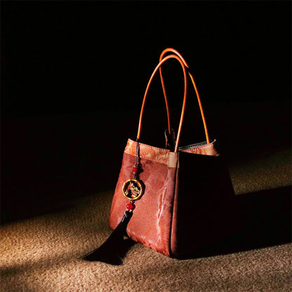 Buddhist Blessing Plum Flower Bamboo Branches Embroidery Tassel Xiangyunsha Silk Shoulder Bag Hangbags