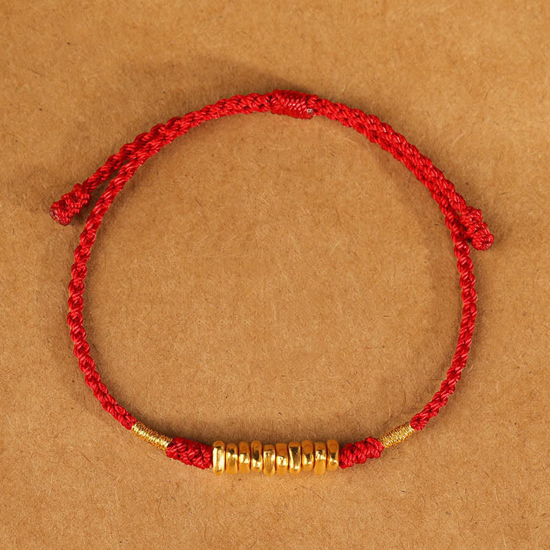 Buddhist Blessing 999 Gold Small Pieces String Protection Luck Ultra-Thin Braided Bracelet