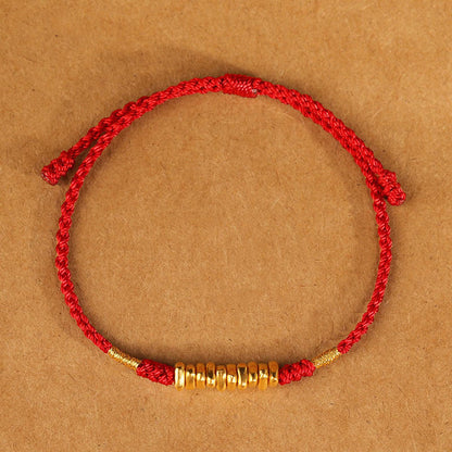 Buddhist Blessing 999 Gold Small Pieces String Protection Luck Ultra-Thin Braided Bracelet