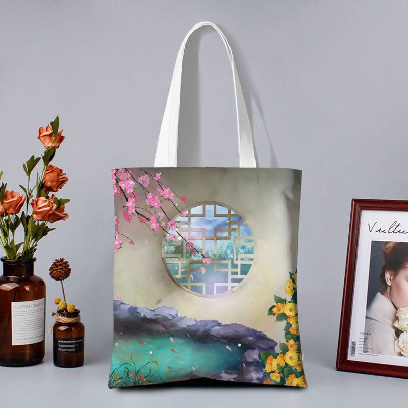 Buddhist Blessing Canvas Colourful Shoulder Bag