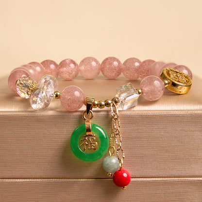 Buddhist Blessing Attracting Love and Protection Pink Bracelet Bangle Bundle