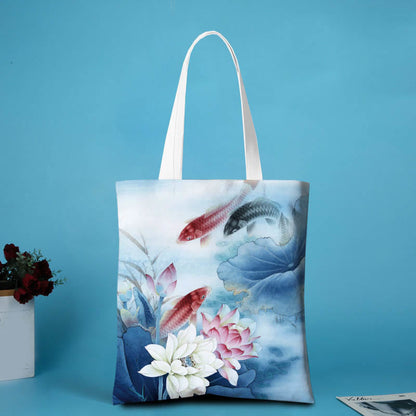 Buddhist Blessing Lotus Shape Canvas Shoulder Bag